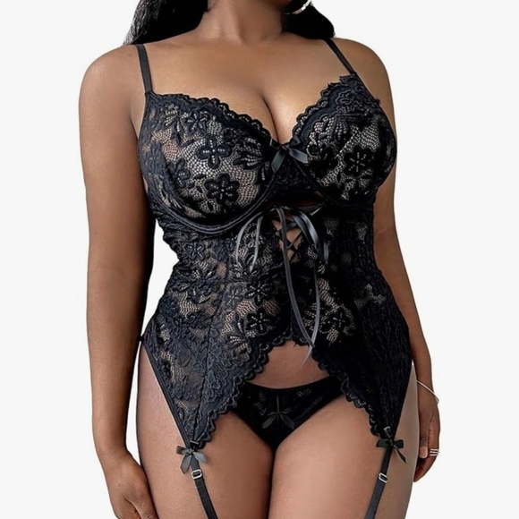 BNWOT Gorgeous black Underwired bodysuit top Lingerie size S teddy Babydoll - Picture 4 of 9